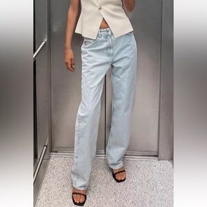 Zara High Waist Long Length Regular Leg Jeans